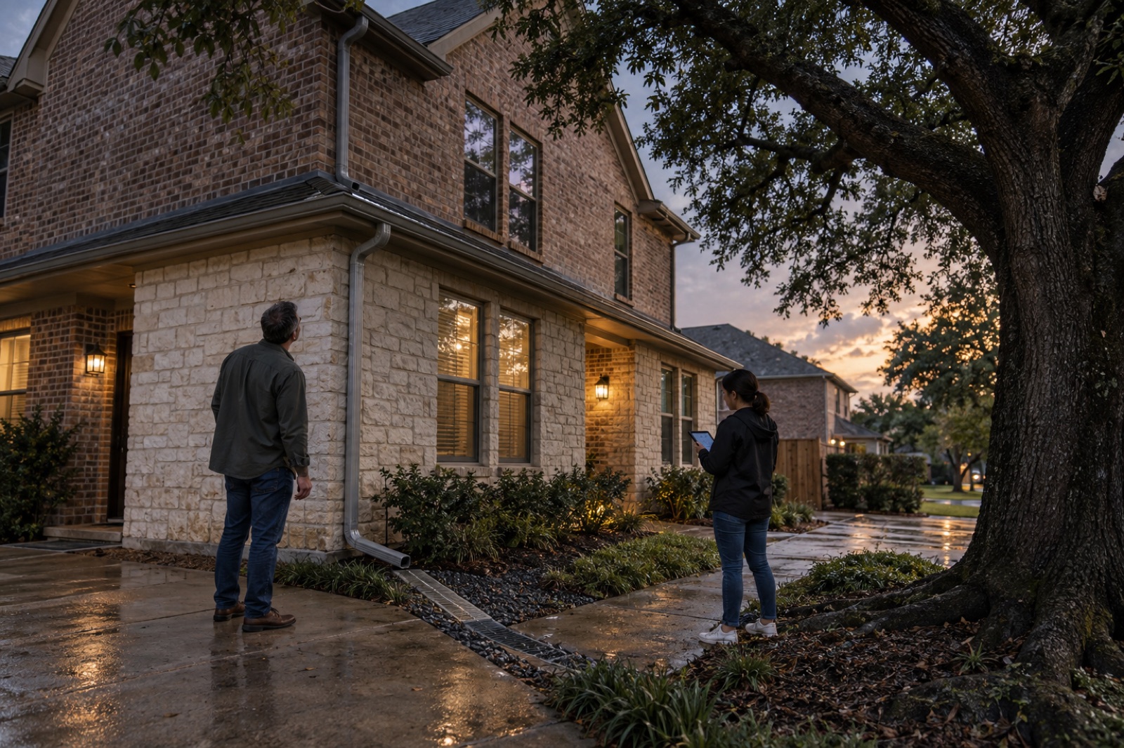 People thoughtfully inspecting a Houston investment Home